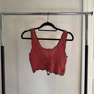 Urban Outfitters Textured Knit Crop Top - Rust